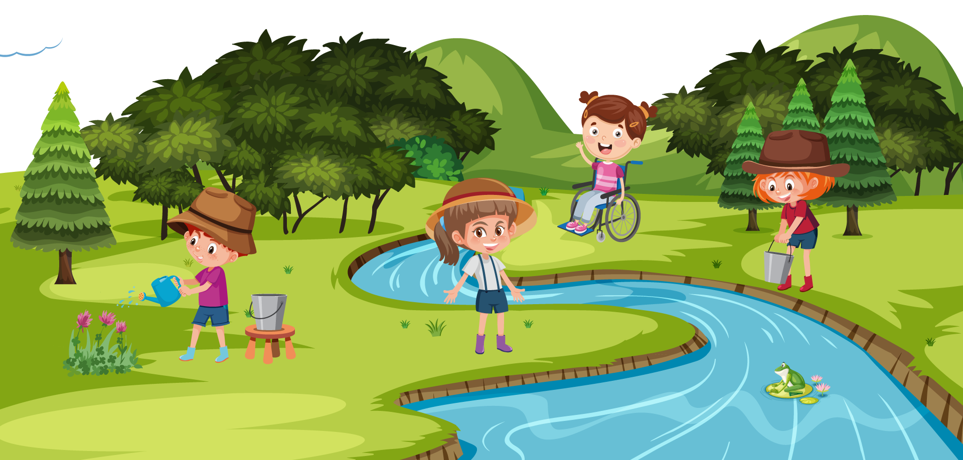 Fondo banner niños jugando